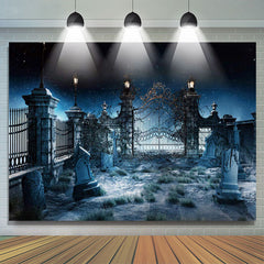 Ruhig Nacht Friedhof Tor Grabstein Halloween Hintergrund