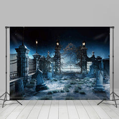 Ruhig Nacht Friedhof Tor Grabstein Halloween Hintergrund