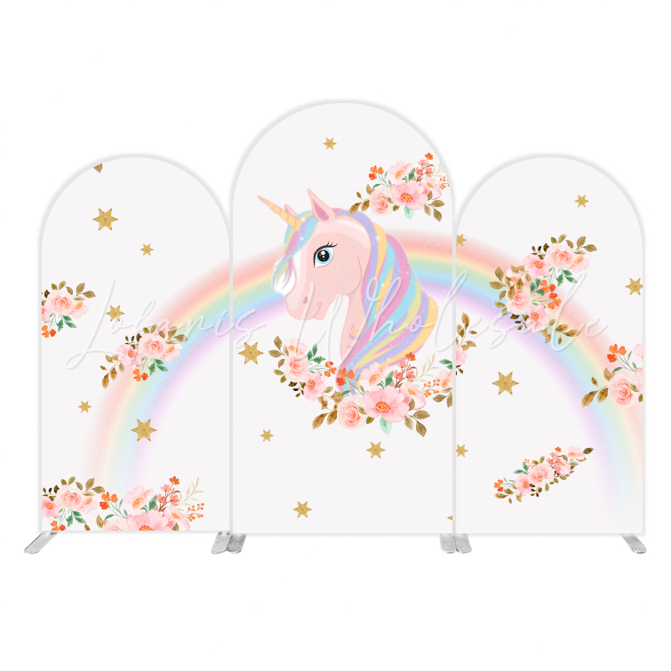 Rainbow Flora Unicorn Einhorn Blumen Regenbogen Happy Birthday Bogenwand Abdeckung Deko