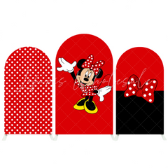 Red Minnie Baby Shower Birthday Party Bogenwand Abdeckung Rot Maus Punkte Klassisch Deko