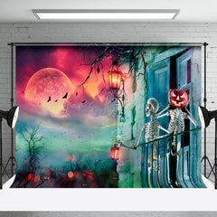 Rot Mond Horror Nacht Glücklich Halloween Kürbis Grab Hintergrund