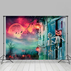 Rot Mond Horror Nacht Glücklich Halloween Kürbis Grab Hintergrund