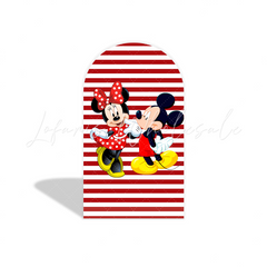 Red Stripes Mickey and Minnie Maus Rot Streifen Bogenhintergrund Abdeckung Klassisch Deko
