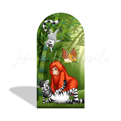 Safari Jungle Wild Happy Birthday Party Bogenhintergrund Abdeckung Dschungel Tiere Grün Deko