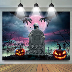 Schädel Friedhof Grabstein Rot Stimmung Halloween Hintergrund