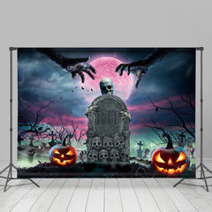 Schädel Friedhof Grabstein Rot Stimmung Halloween Hintergrund