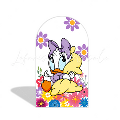 Spring Flower Donald Duck Cartoon Happy Birthday Bogenhintergrund Frühling Blumen Deko
