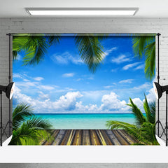 Sonnig Blau Himmel Strand Blätter Foto Sommer Hintergrund