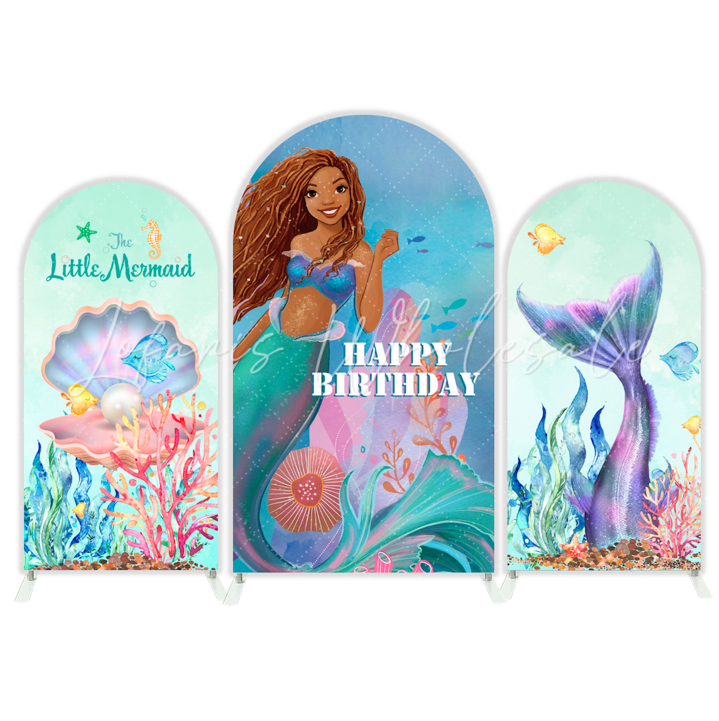 The Little Mermaid Prinzessin Happy Birthday Bogenwand Abdeckung Muscheln Perlen Deko