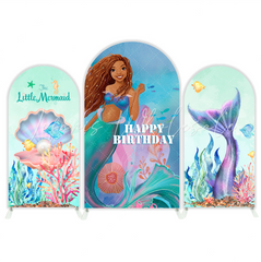 The Little Mermaid Prinzessin Happy Birthday Bogenwand Abdeckung Muscheln Perlen Deko