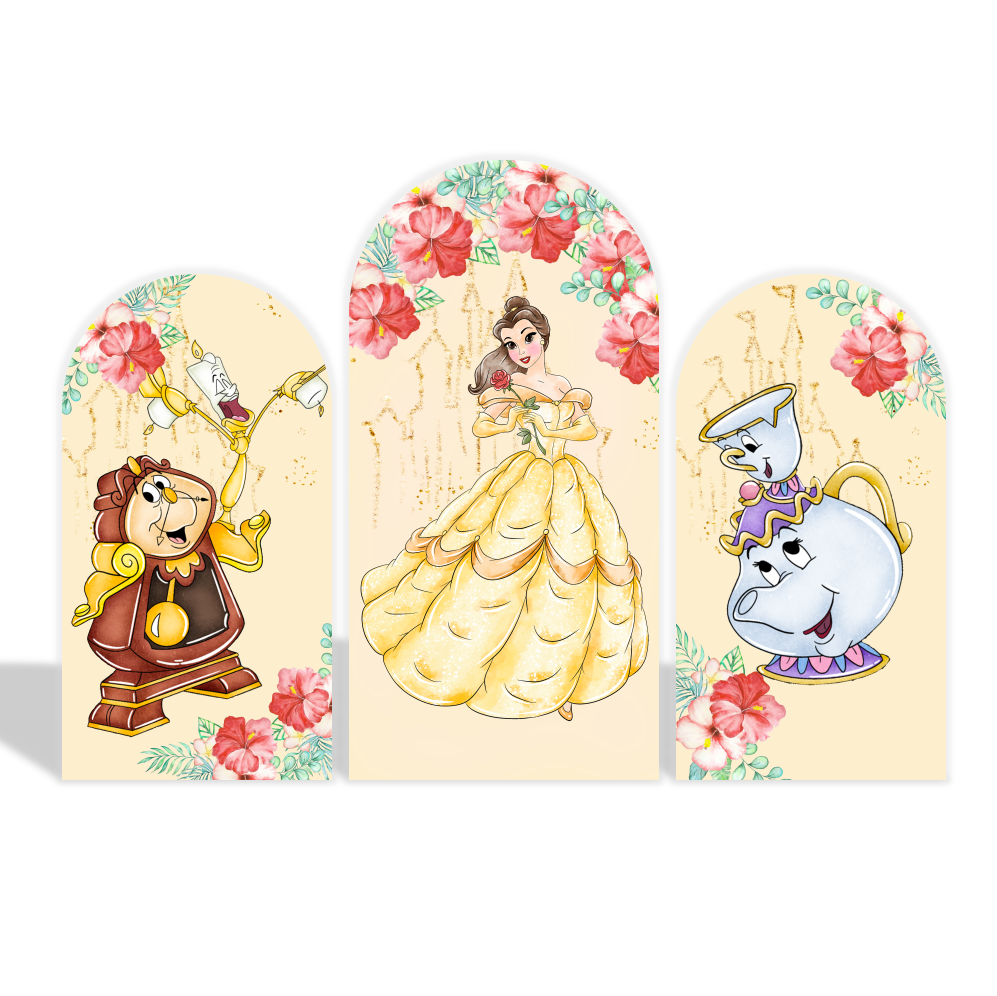 The Beauty And Beast Thema Bogenhintergrund Abdeckung Prinzessin Belle Geburtstagsparty Deko