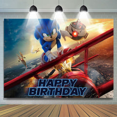 Flugzeug Und Sonnenschein Charakter Glücklich Geburtstag Hintergrund