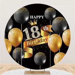 Schwarz Gold Funkeln Luftballons Runden 18 Geburtstag Hintergrund
