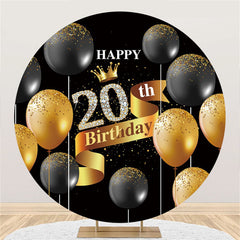 Schwarz Gold Funkeln Luftballons Runden 20 Geburtstag Hintergrund