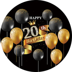 Schwarz Gold Funkeln Luftballons Runden 20 Geburtstag Hintergrund