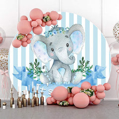 Blau Elefant Blumen Runden Baby Dusche Hintergrund Für Junge