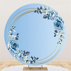 Blau Rose Blätter Thema Glücklich Geburtstag Kreis Hintergrund