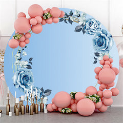Blau Rose Blätter Thema Glücklich Geburtstag Kreis Hintergrund