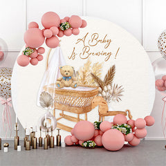 Boho Teddy Tragen Wiege Baby Dusche Runden Hintergrund