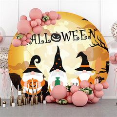 Karikatur Lang Bärtig Zwerg Puppe Halloween Kreis Hintergrund
