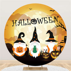Karikatur Lang Bärtig Zwerg Puppe Halloween Kreis Hintergrund
