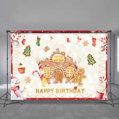 Weihnachten Baum Glücklich Geburtstag Schneemann Hintergrund für Party