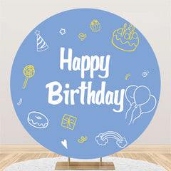 Kreis Kuchen Krapfen Lutscher Blau Geburtstag Hintergrund