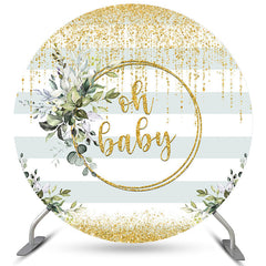 Kreis Funkeln Oh Baby Grün Blätter Baby Dusche Hintergrund