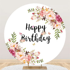 Kreis Rosa Blumen Weiß Hintergrund Für Glücklich Geburtstag