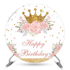 Krone Funkeln Rosa Rose Geburtstag Hintergrund Für Mädchen
