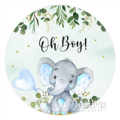 Elefant Und Ballon Oh Junge Kreis Baby Dusche Hintergrund
