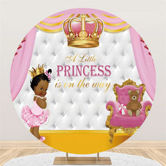 Gold Und Rosa Krone Runden Prinzessin Baby Dusche Hintergrund