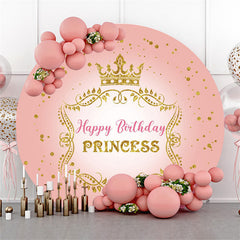 Gold Funkeln Krone Runden Rosa Glücklich Geburtstag Hintergrund
