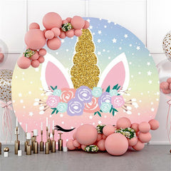 Gold Funkeln Blumen Einhorn Themenorientiert Runden Geburtstag Hintergrund