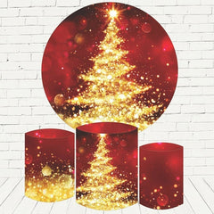 Gold Funkeln Baum Runden Rot Bokeh Weihnachten Hintergrund Bausatz