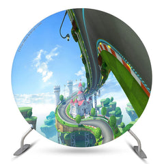 Kart Schiene Schloss Karikatur Spiel Party Runden Hintergrund