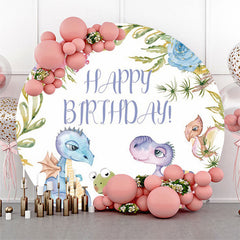 Schön Dinosaurier Blumen Kreis Hintergrund Für Geburtstag
