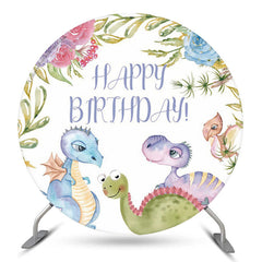 Schön Dinosaurier Blumen Kreis Hintergrund Für Geburtstag
