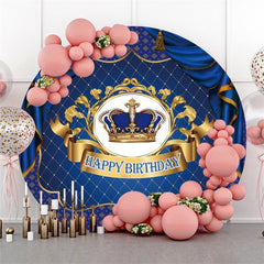 Marine Und Gold Krone Kreis Glücklich Geburtstag Hintergrund