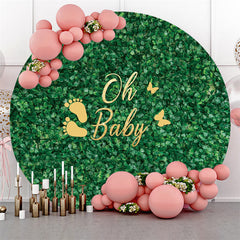 Oh Baby Grün Gras Runden Babydusche Hintergrund Für Party