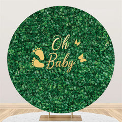 Oh Baby Grün Gras Runden Babydusche Hintergrund Für Party