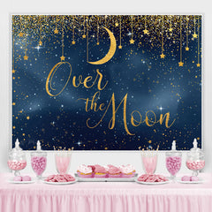 Über Die Mond Blau Und Golden Stern babydusche Hintergrund