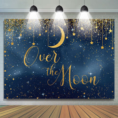 Über Die Mond Blau Und Golden Stern babydusche Hintergrund