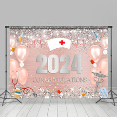 Rosa Und Silber Bokeh Funkeln Krankenschwester 2024 Grad Hintergrund