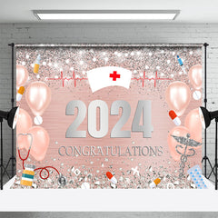 Rosa Und Silber Bokeh Funkeln Krankenschwester 2024 Grad Hintergrund