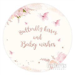 Rosa Blumen Schmetterling Baby Dusche Runden Hintergrund Für Mädchen