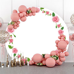 Rosa Blumen Grün Blätter Runden Weiß Hochzeit Hintergrund