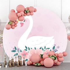 Rosa Blumen Schwan Runden Party Hintergrund für Mädchen