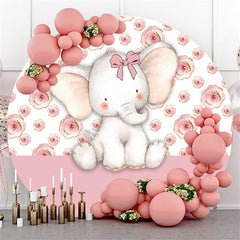 Rosa Blume Und Elefant Kreis Hintergrund Für Mädchen