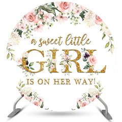 Rosa Blume Gold Mädchen Thema Kreis Baby Dusche Hintergrund